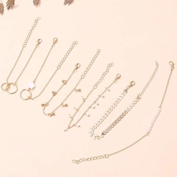 Gold Tone Beads Flower Bracelet Set - Picture 2 of 4